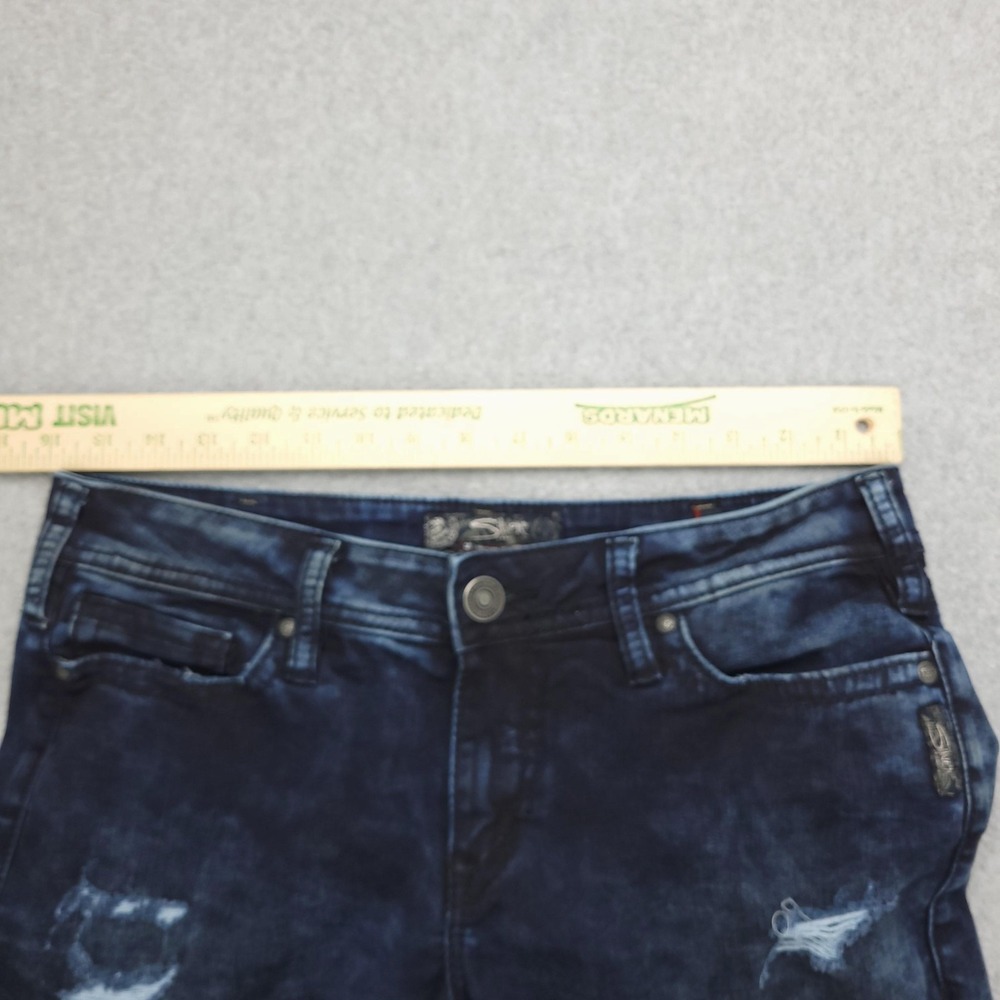 Silver Jeans Tuesday Mid Skinny Jeans Womens‎ 31x31 Dark Wash Distressed Denim - Picture 9 of 14